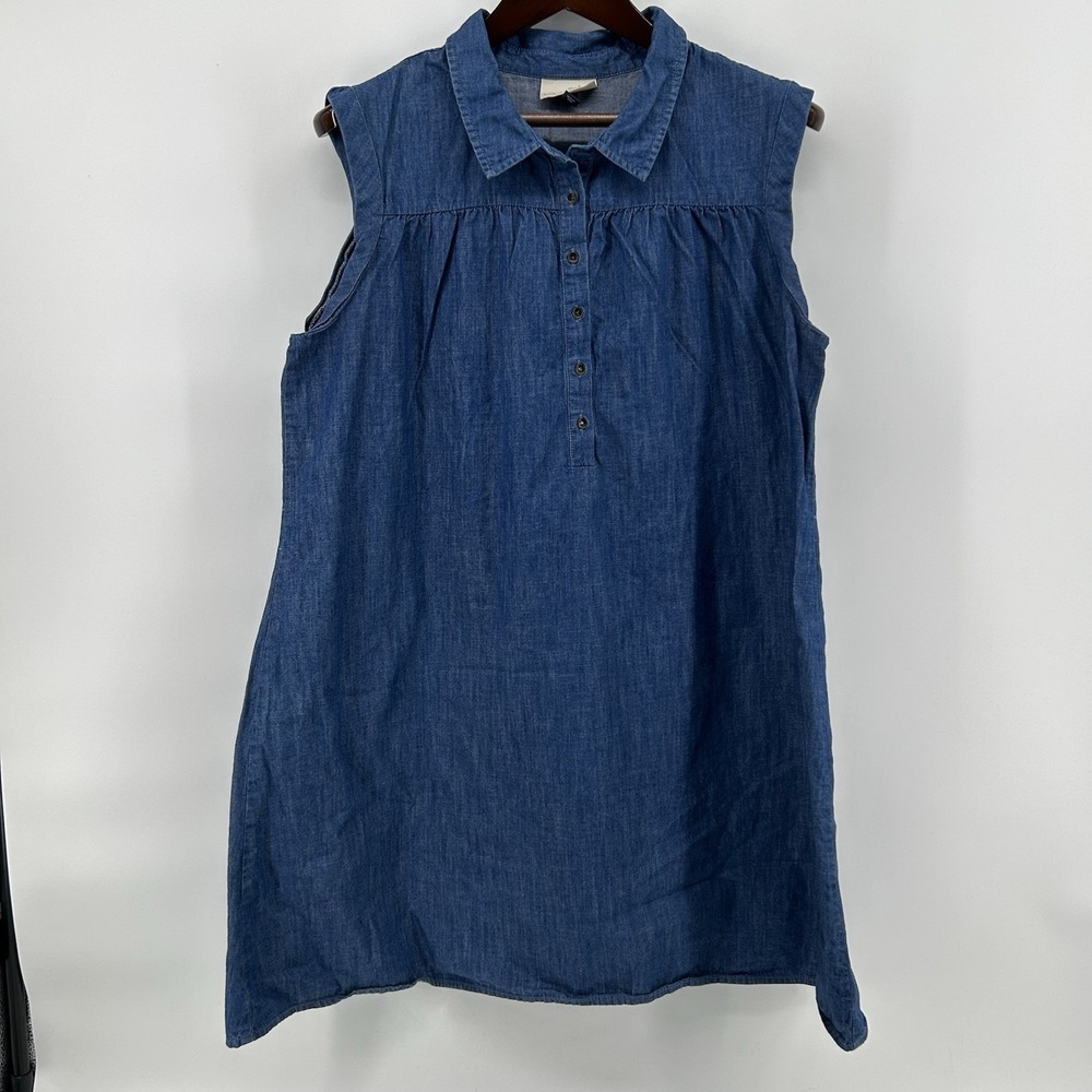 Universal Thread Womens 2XL Chambray Midi Dress Sleeveless Collared Blue Cottage